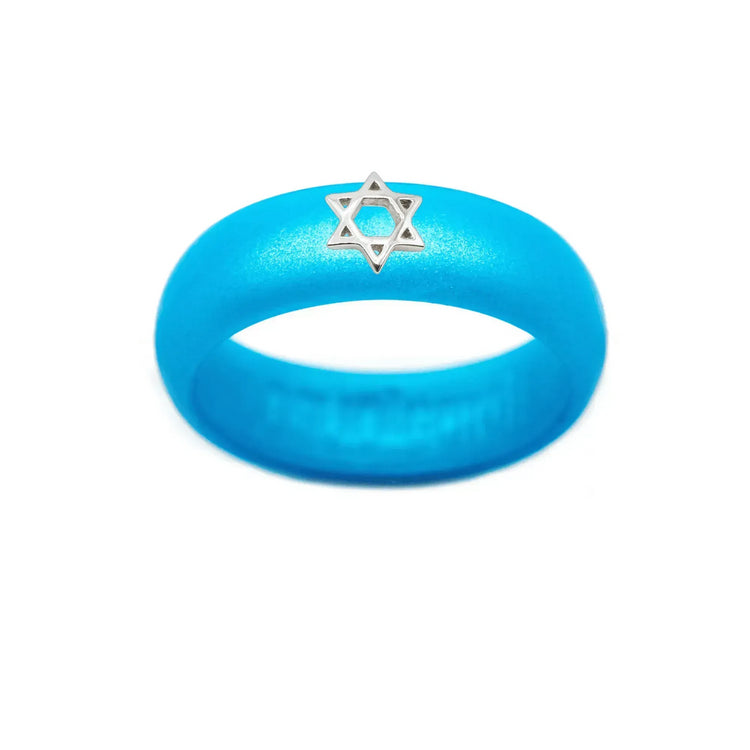 Sterling Silver Star of David Silicone Ring - Size 4