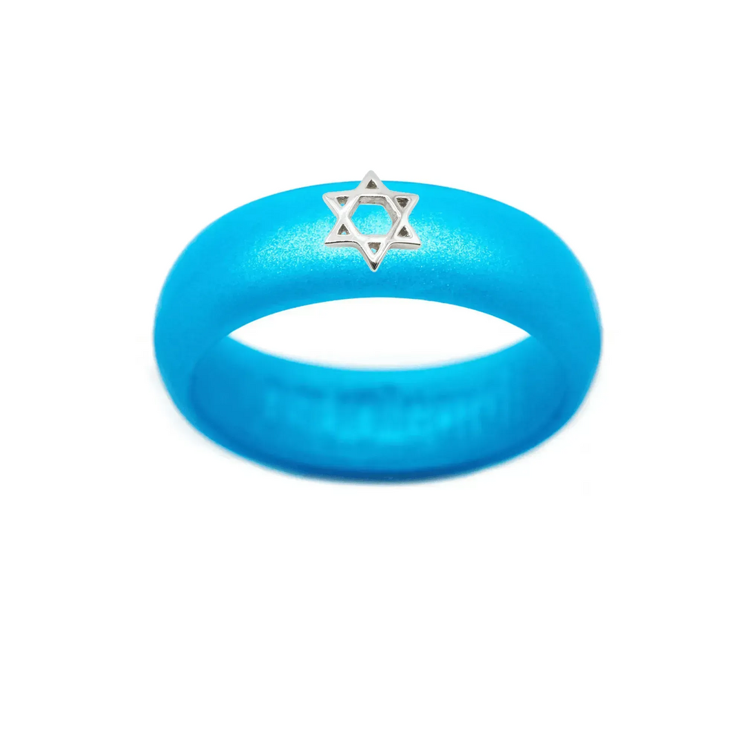 Sterling Silver Star of David Silicone Ring - Size 4