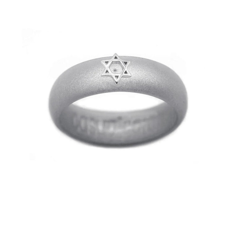 Sterling Silver Star of David Silicone Ring - Size 4