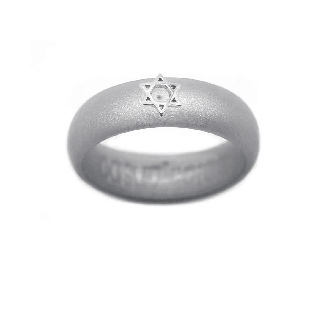 Sterling Silver Star of David Silicone Ring - Size 4