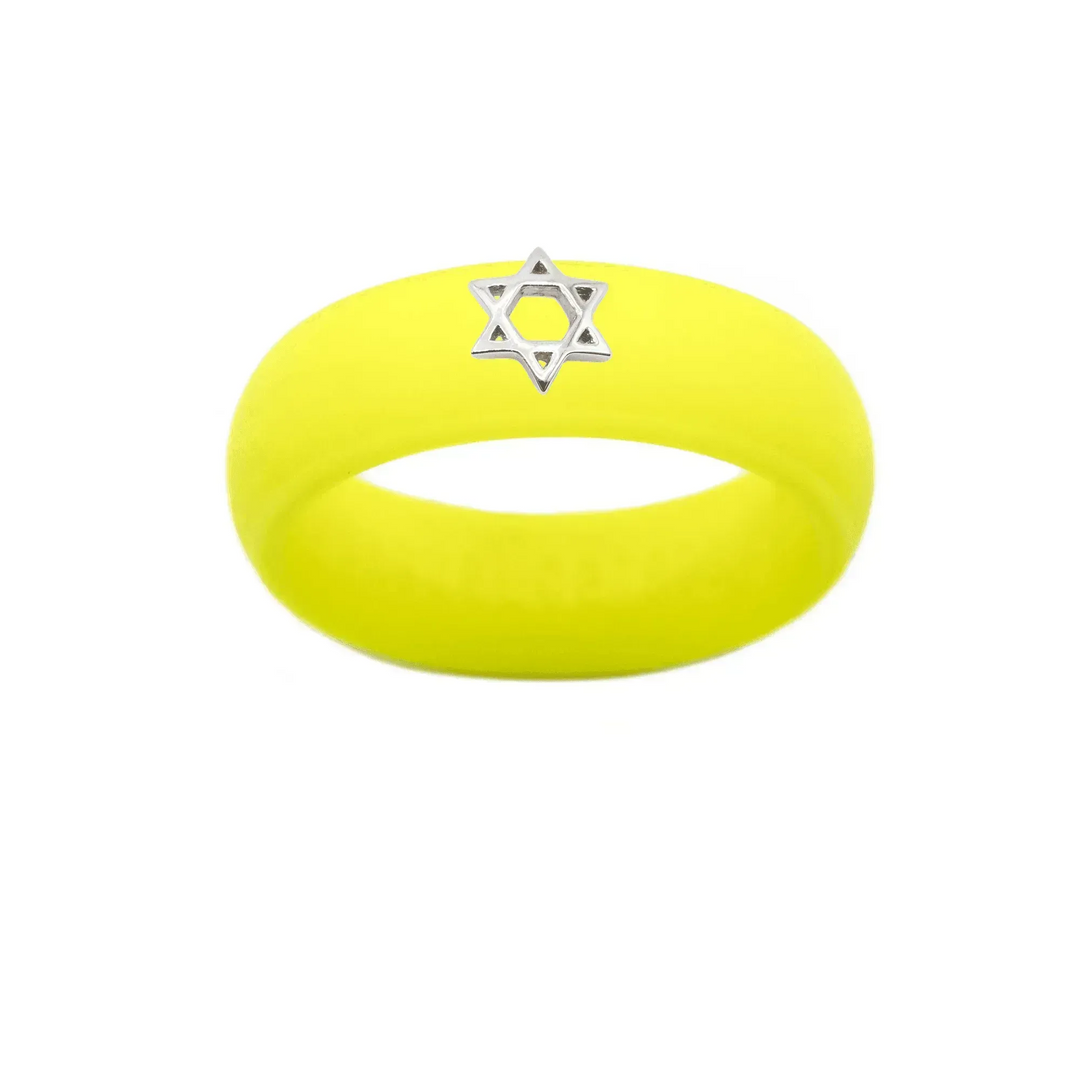 Sterling Silver Star of David Silicone Ring - Size 4