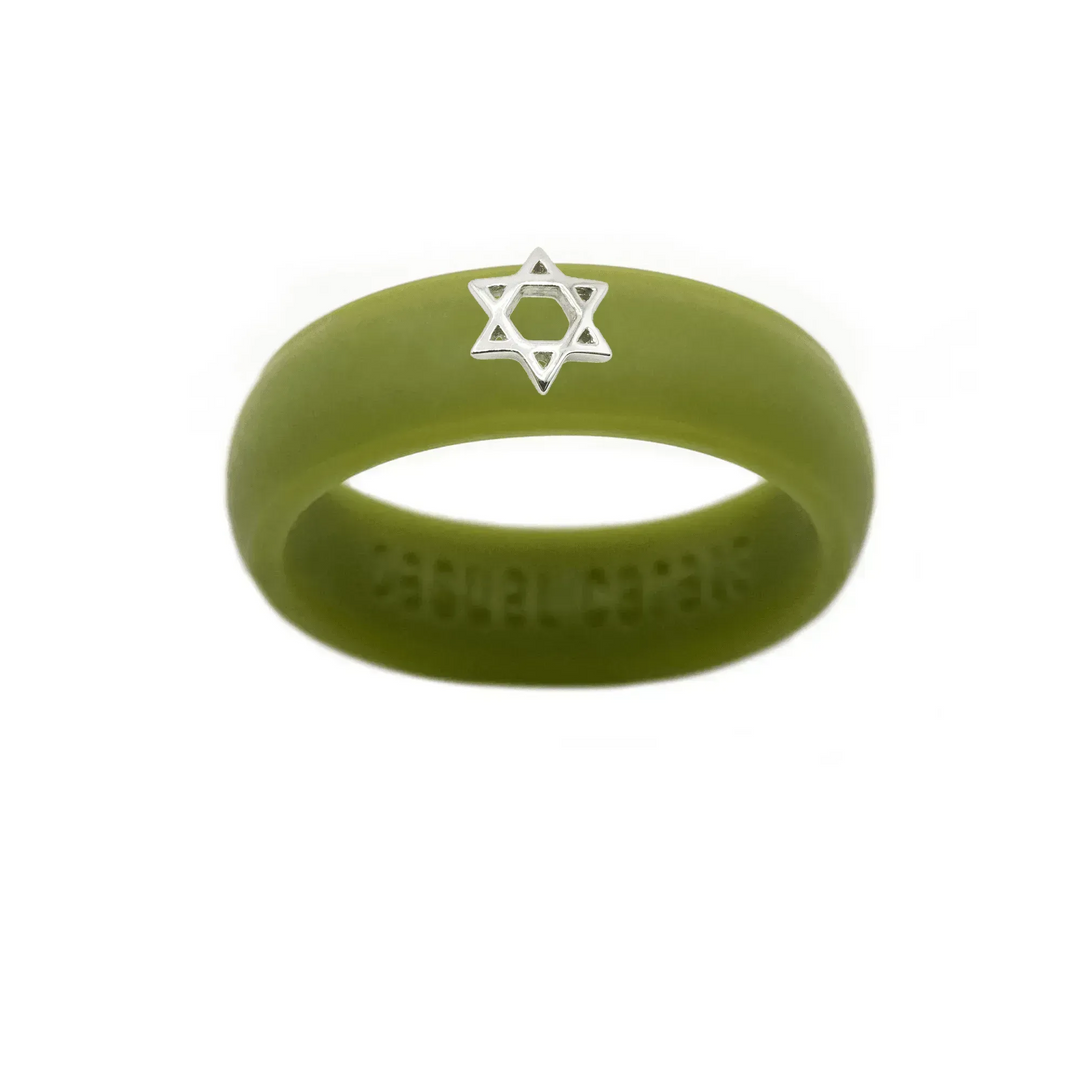 Sterling Silver Star of David Silicone Ring - Size 4
