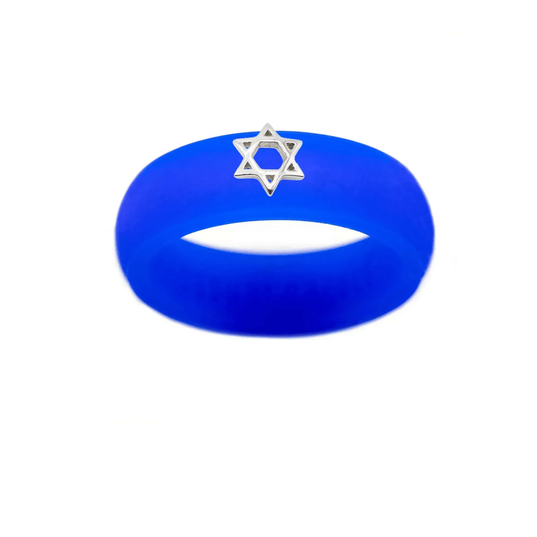 Sterling Silver Star of David Silicone Ring - Size 4