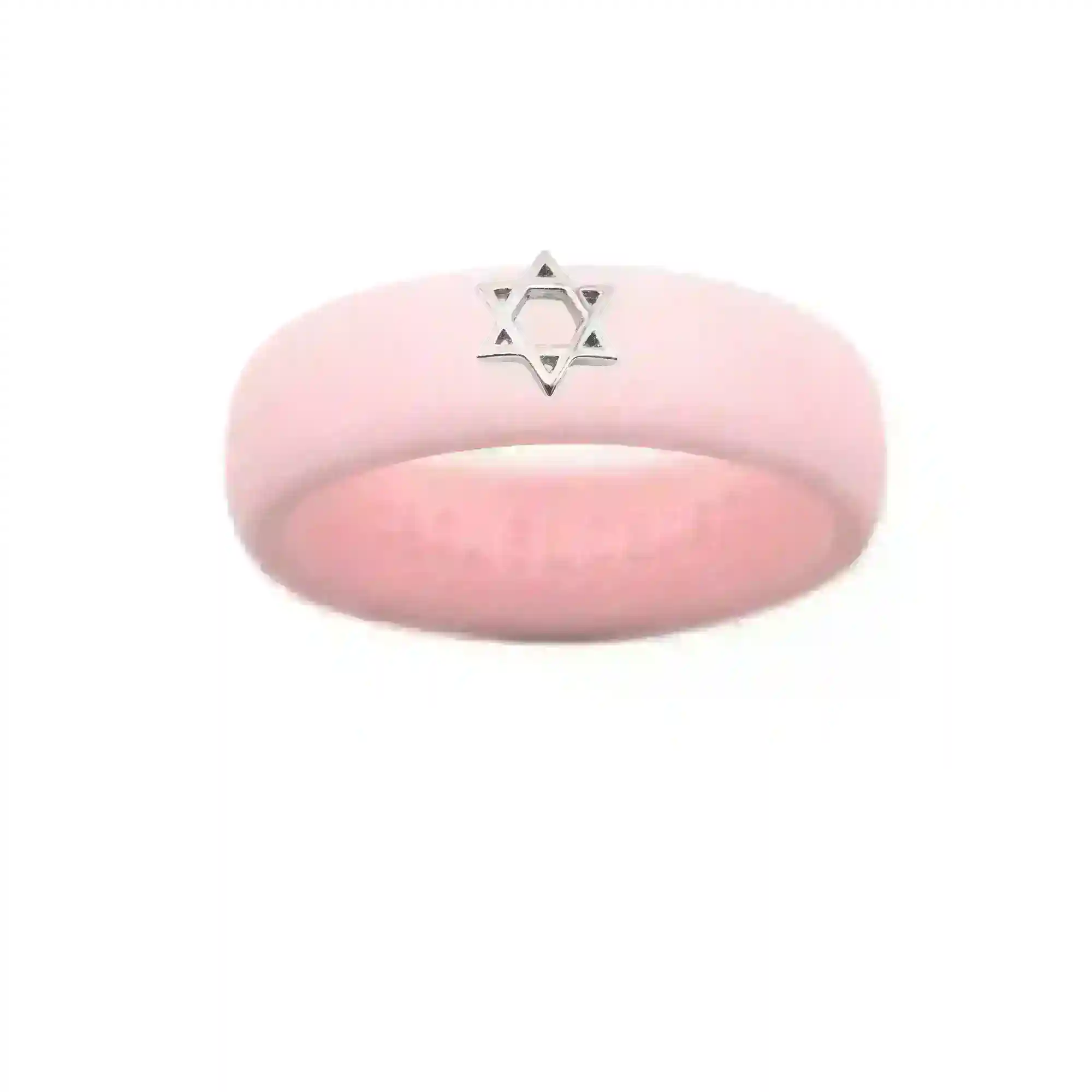 Sterling Silver Star of David Silicone Ring - Size 9