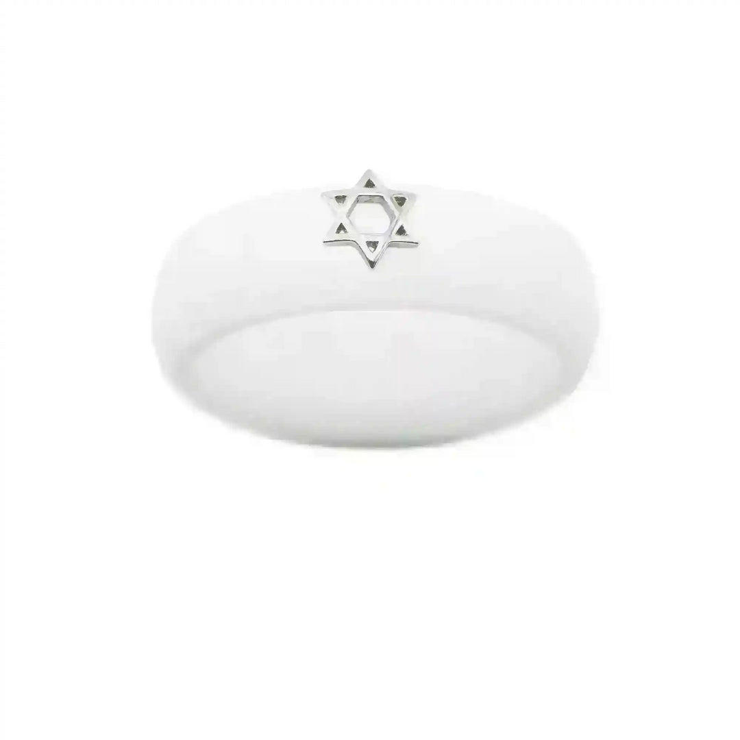 Sterling Silver Star of David Silicone Ring - Size 7