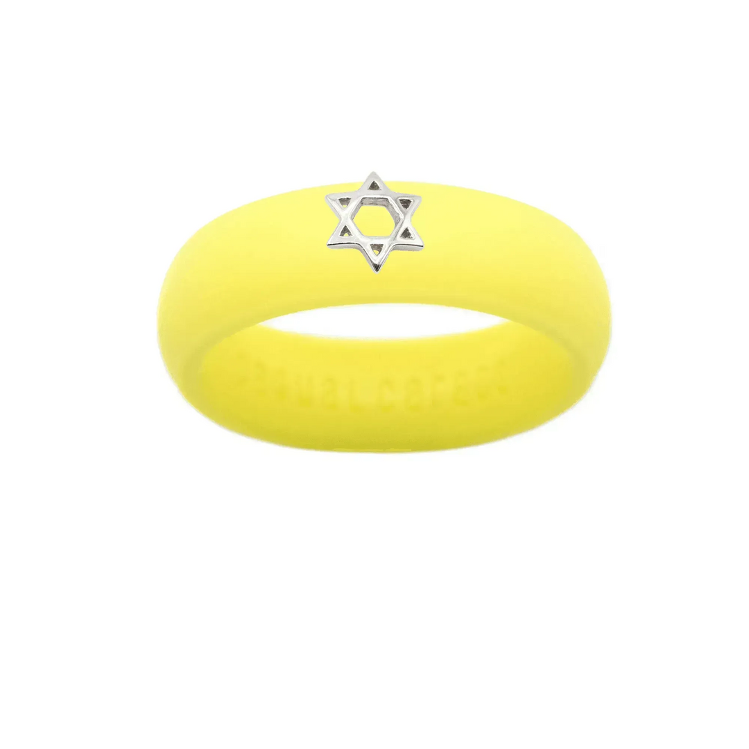 Sterling Silver Star of David Silicone Ring - Size 4