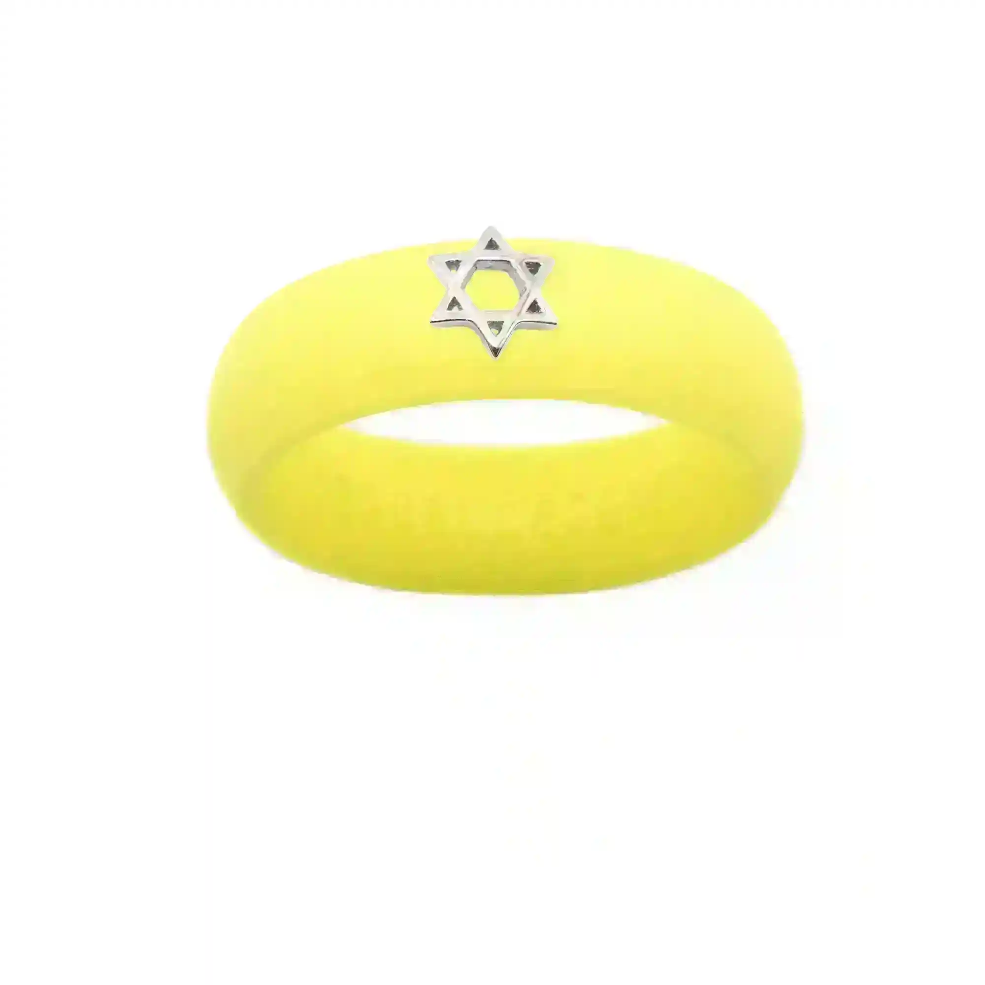 Sterling Silver Star of David Silicone Ring - Size 6