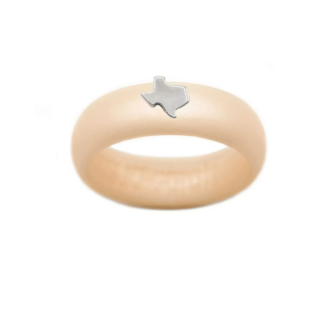Sterling Silver Texas Silicone Ring - Size 8