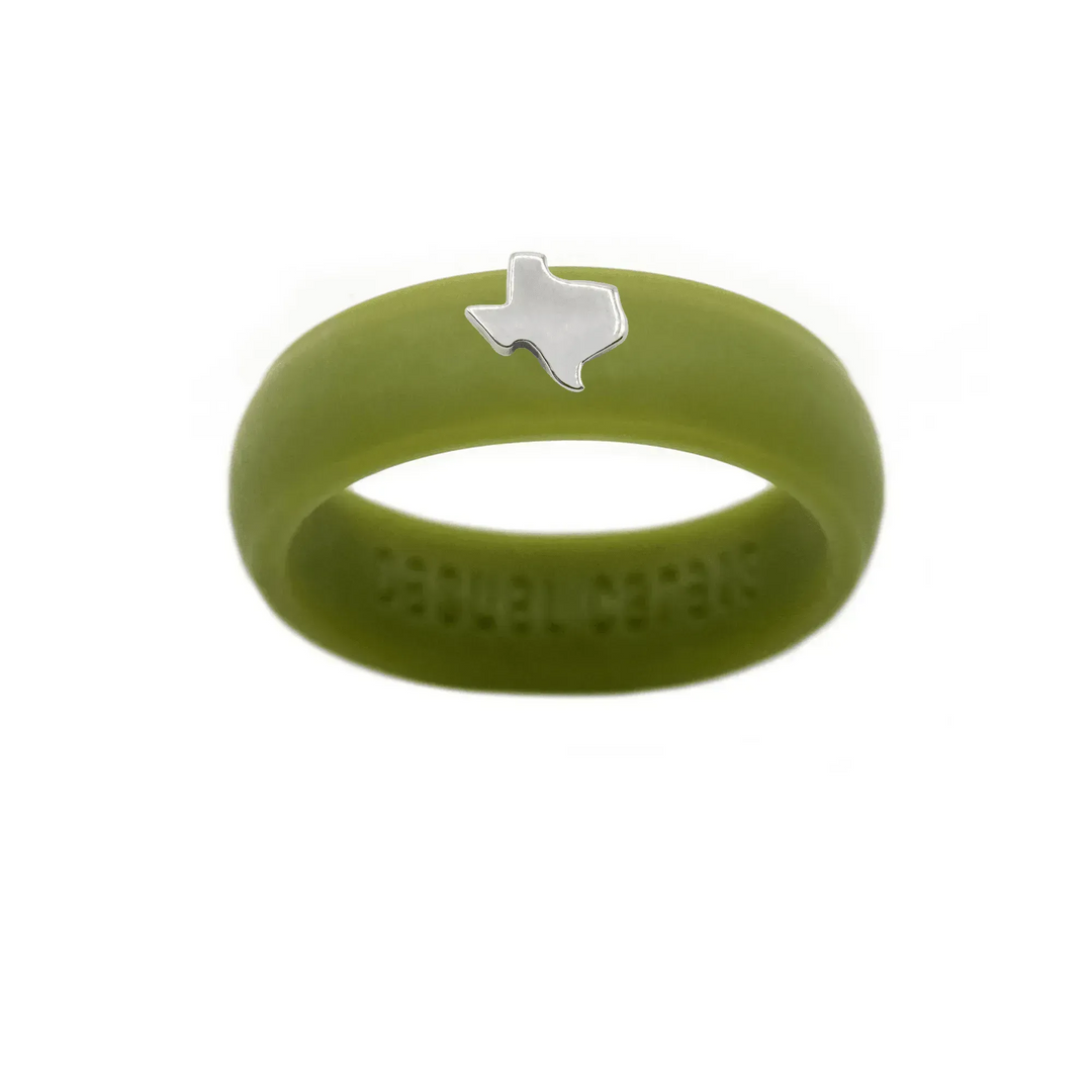 Sterling Silver Texas Silicone Ring - Size 8