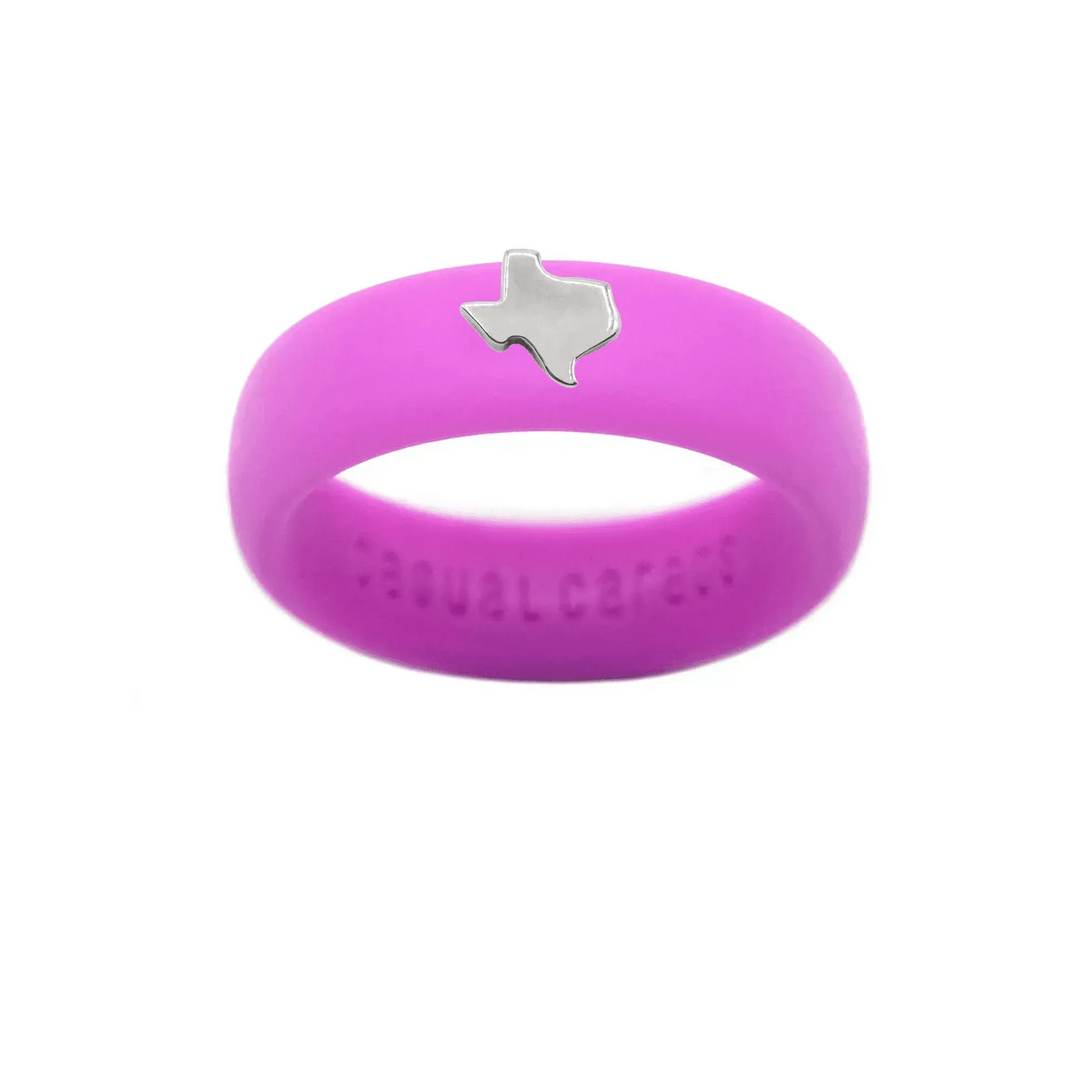 Sterling Silver Texas Silicone Ring - Size 8