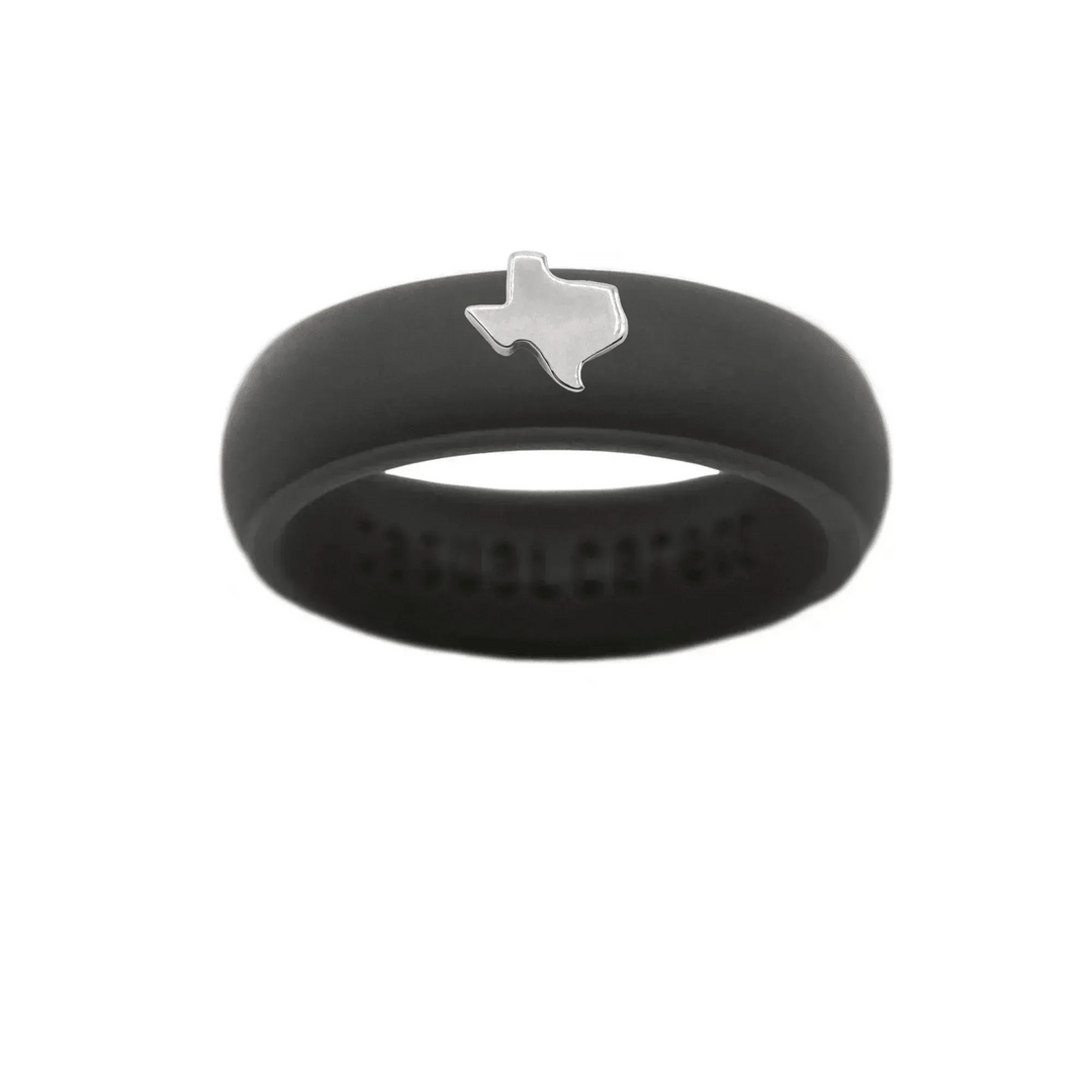 Sterling Silver Texas Silicone Ring - Size 8