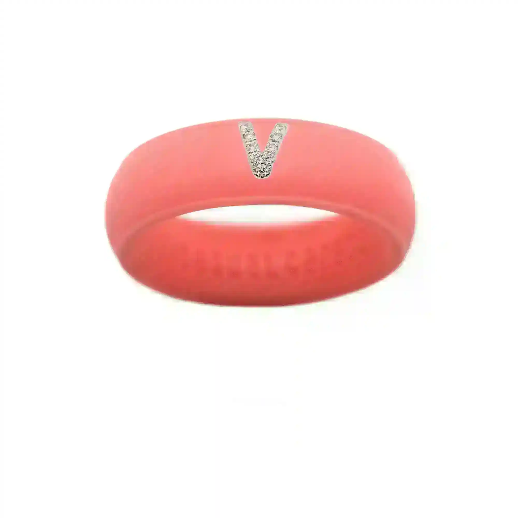 “V” Diamond Initial - Size 8