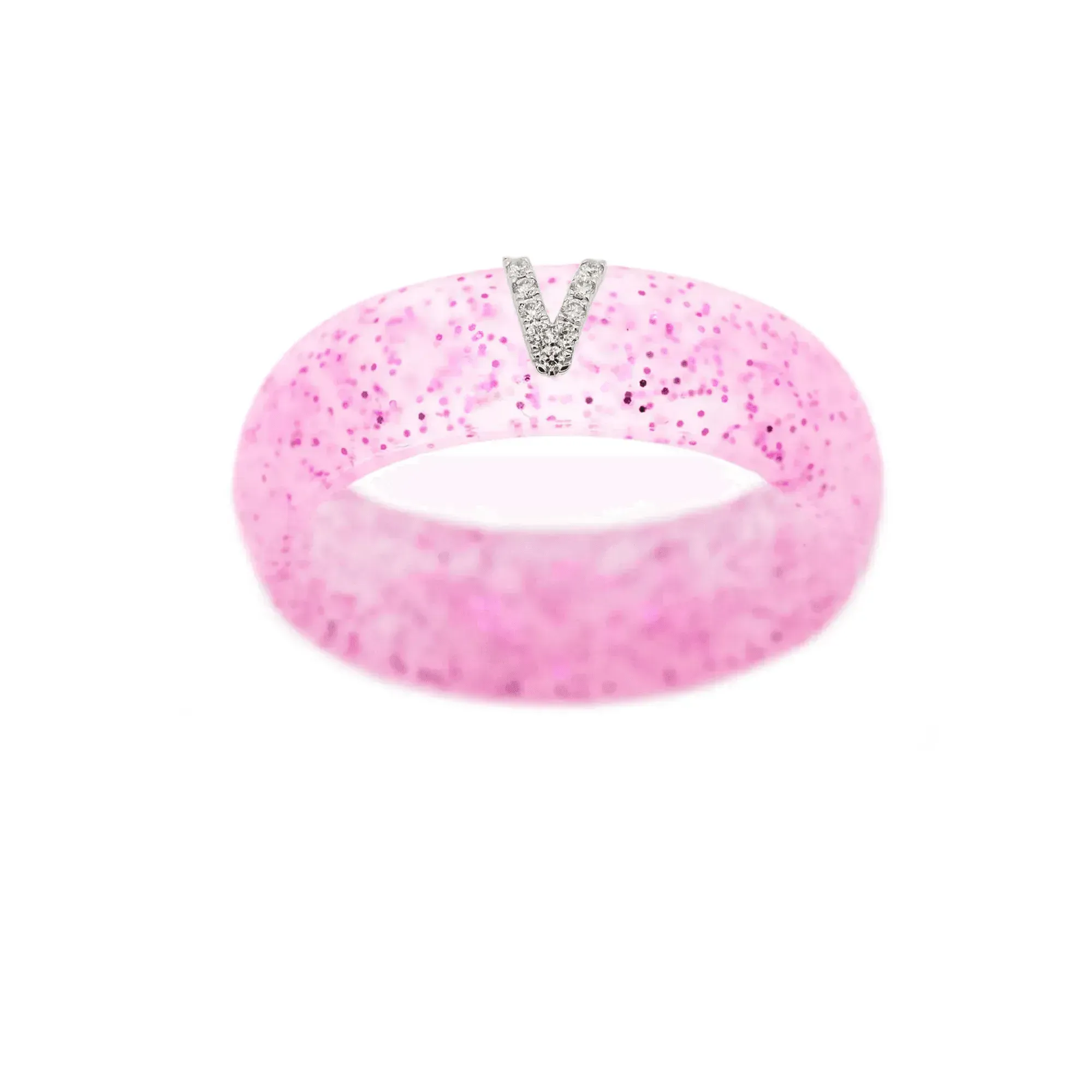 “V” Diamond Initial - Size 4