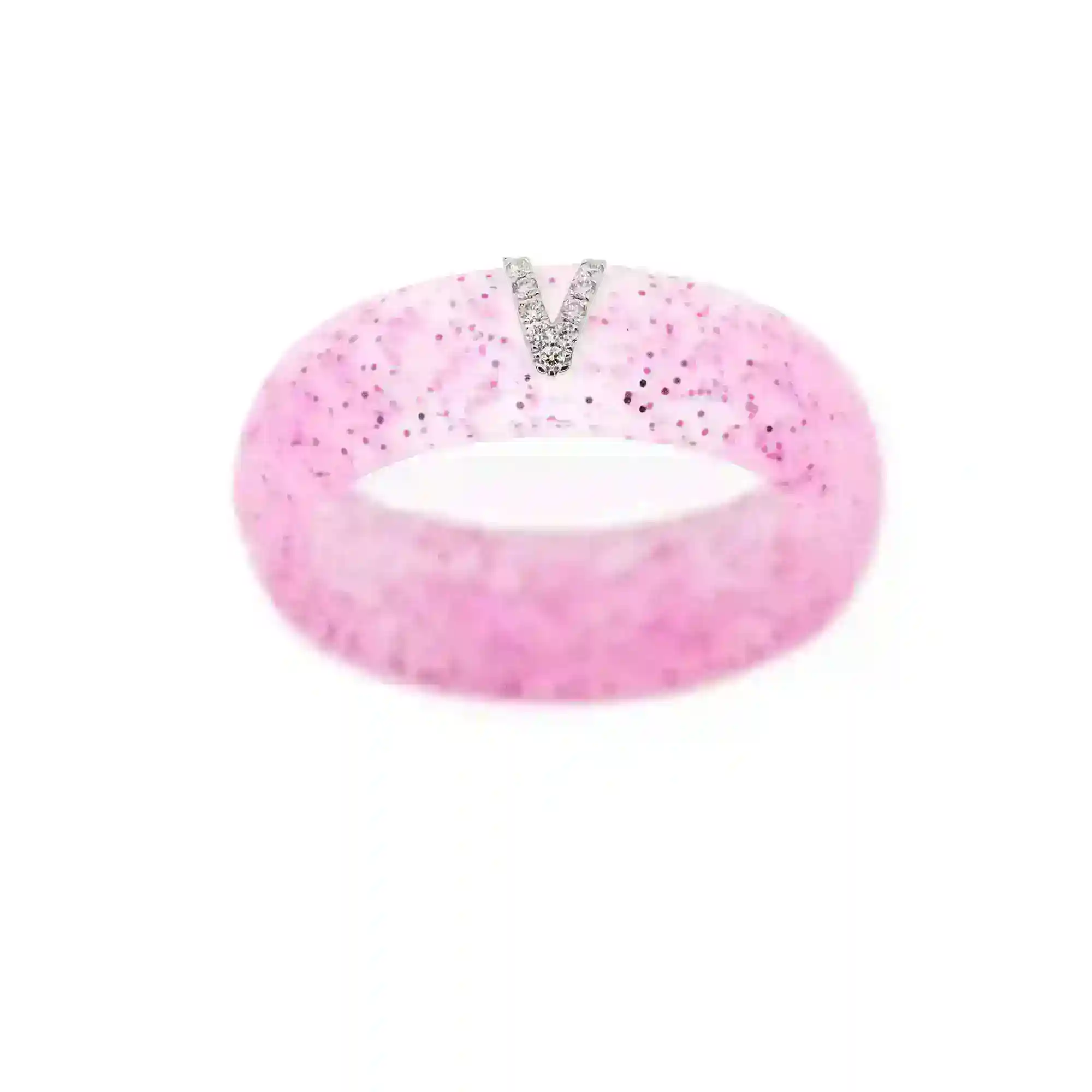 “V” Diamond Initial - Size 8
