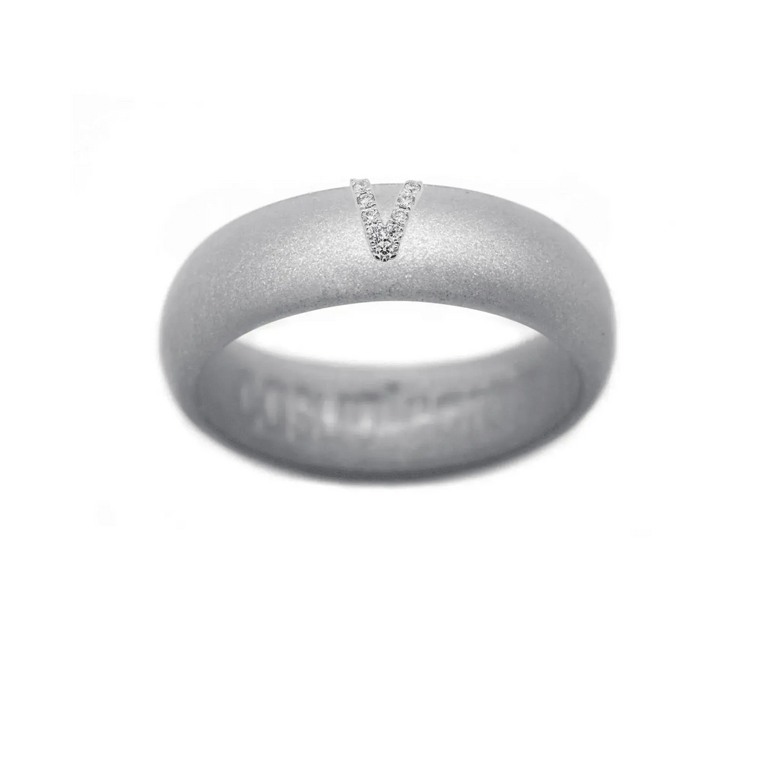 “V” Diamond Initial - Size 5