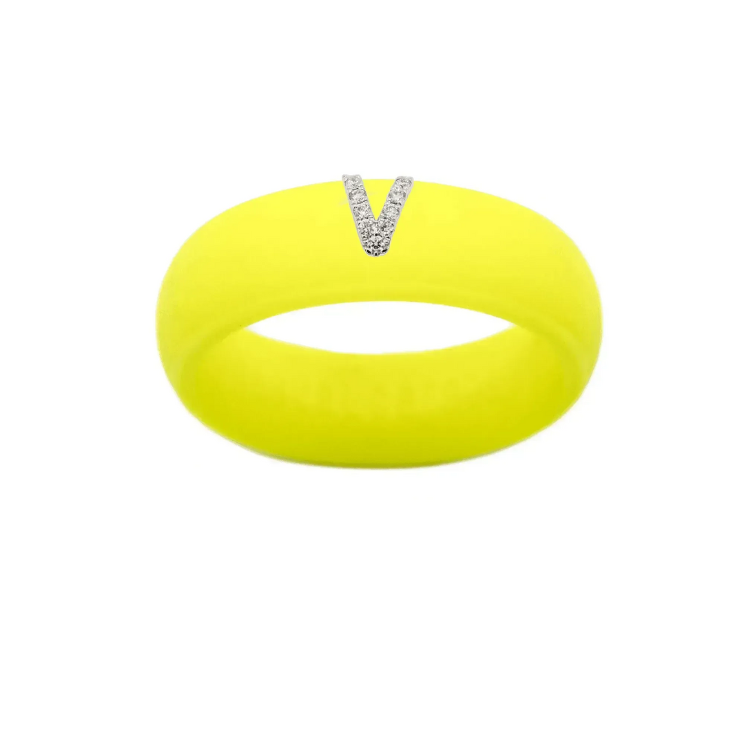 “V” Diamond Initial - Size 5