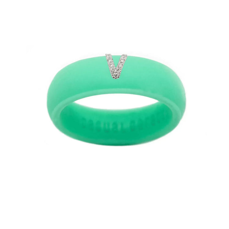 “V” Diamond Initial - Size 5
