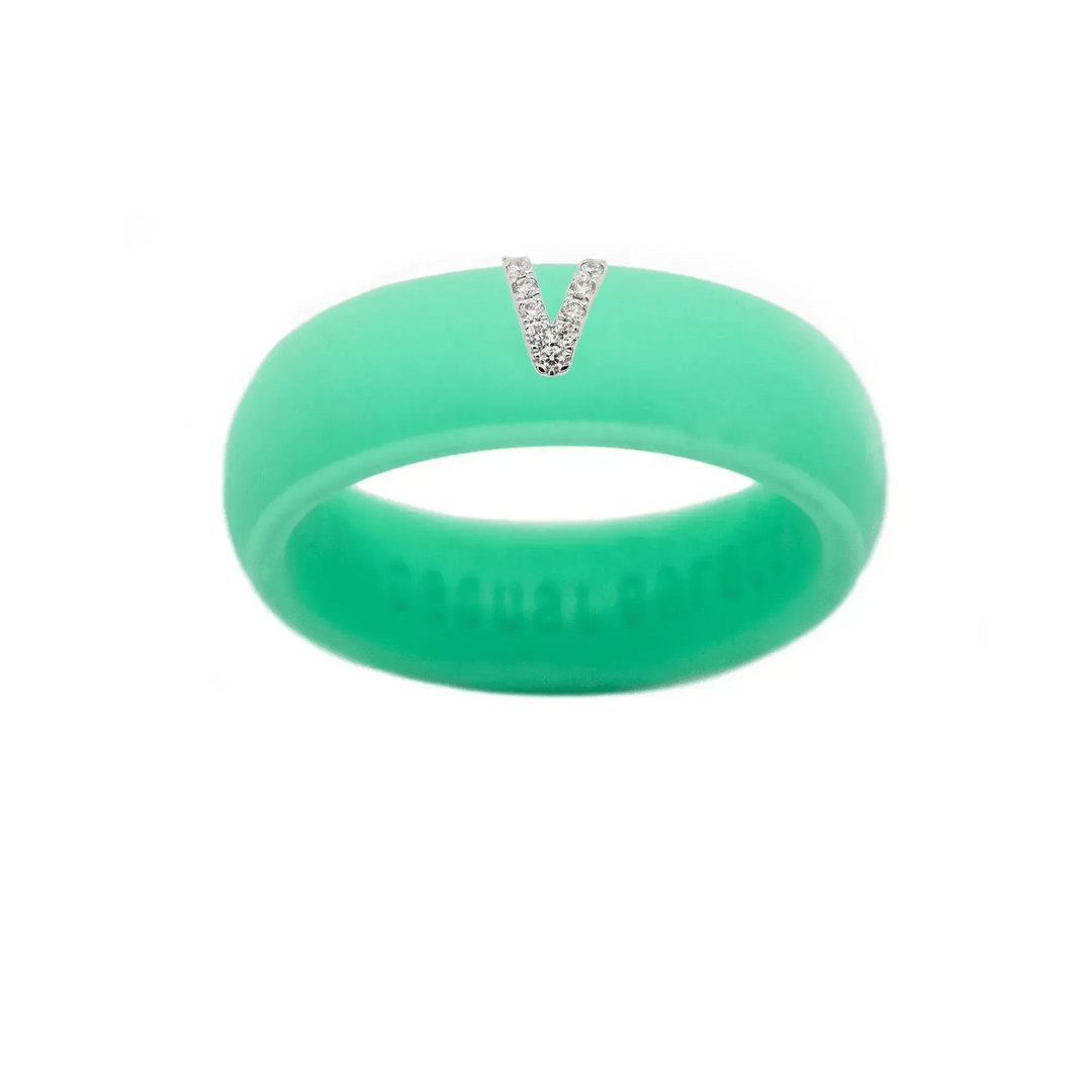 “V” Diamond Initial - Size 5