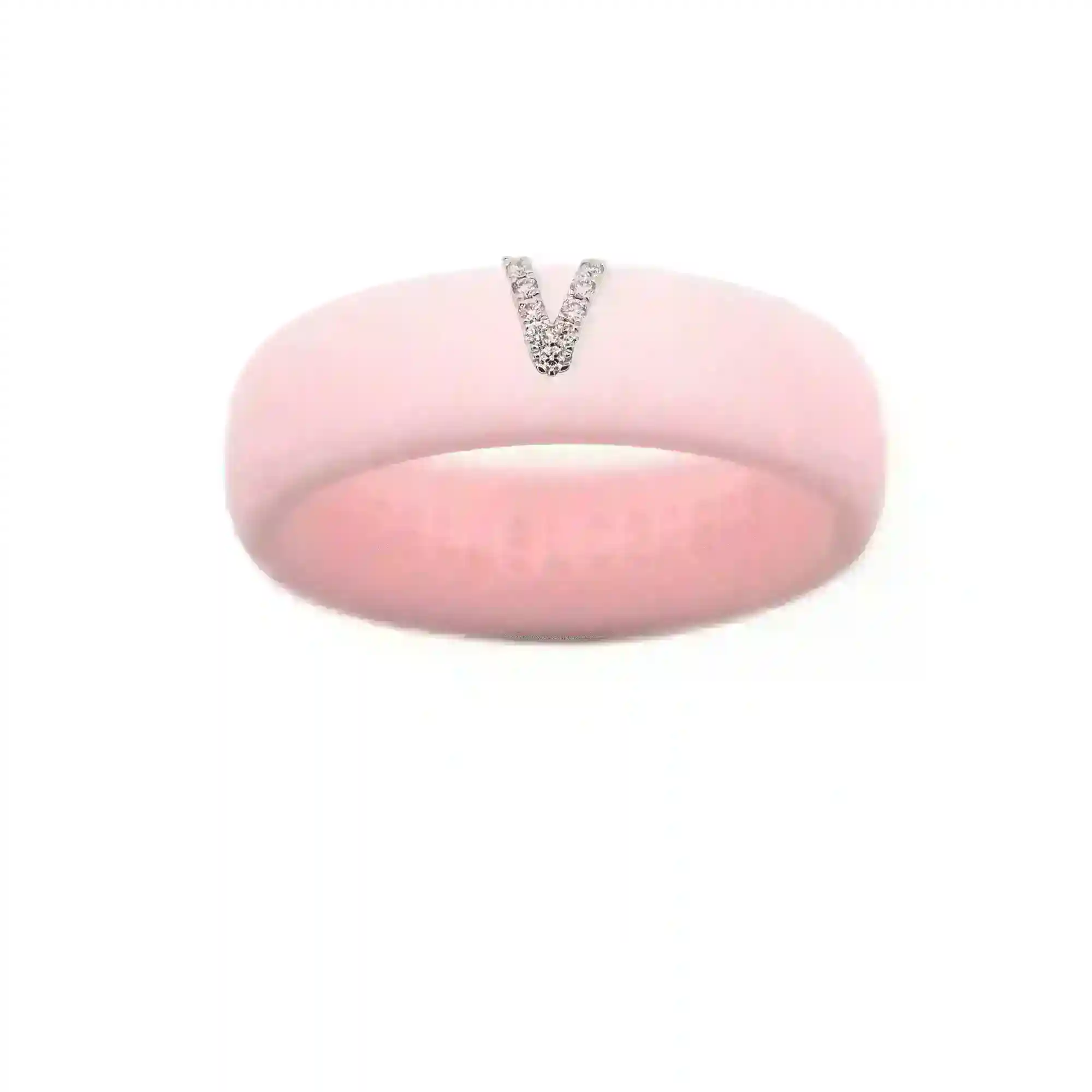 “V” Diamond Initial - Size 8