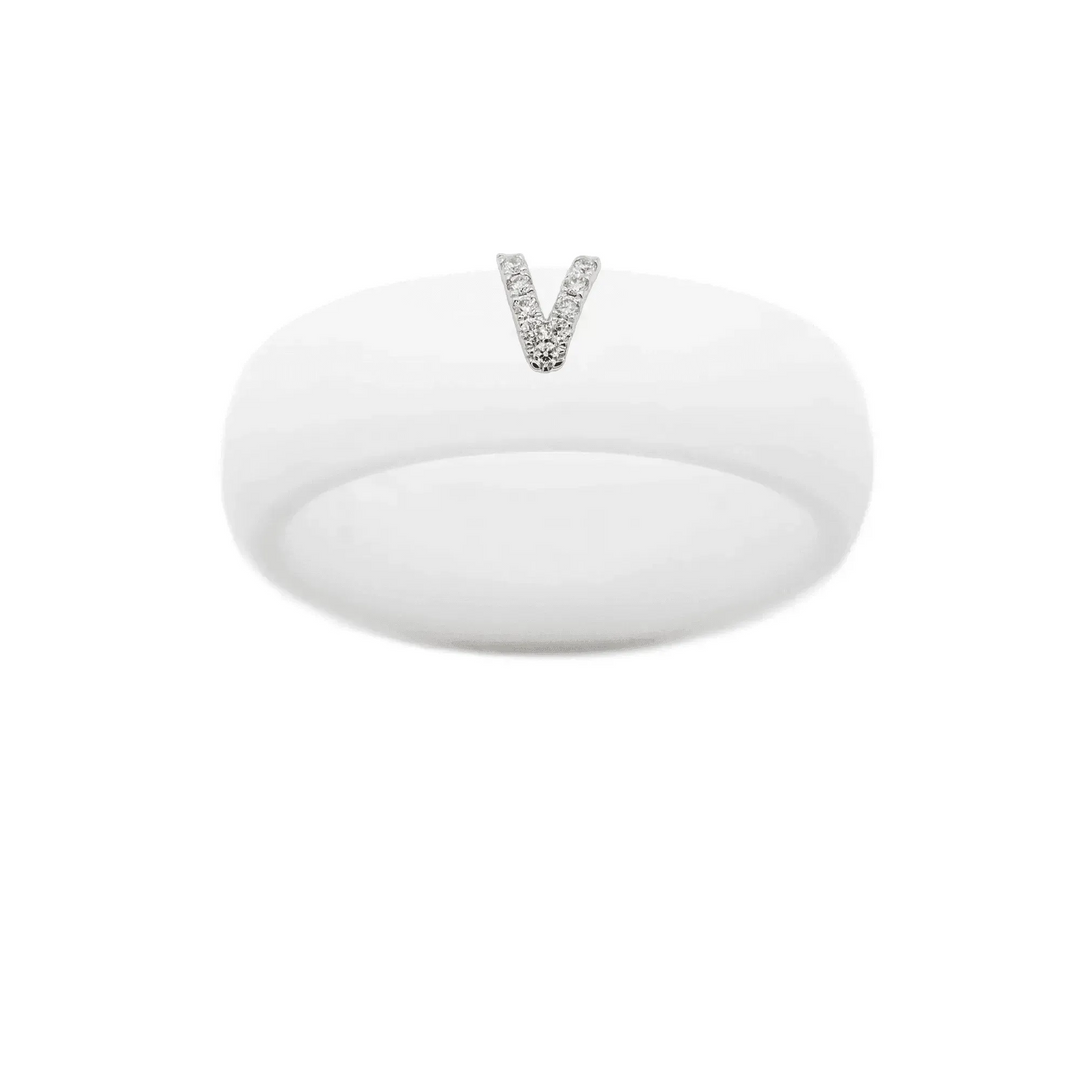 “V” Diamond Initial - Size 5