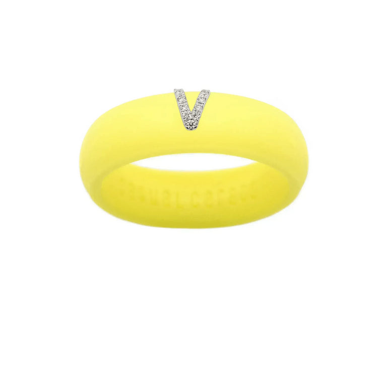 “V” Diamond Initial - Size 5