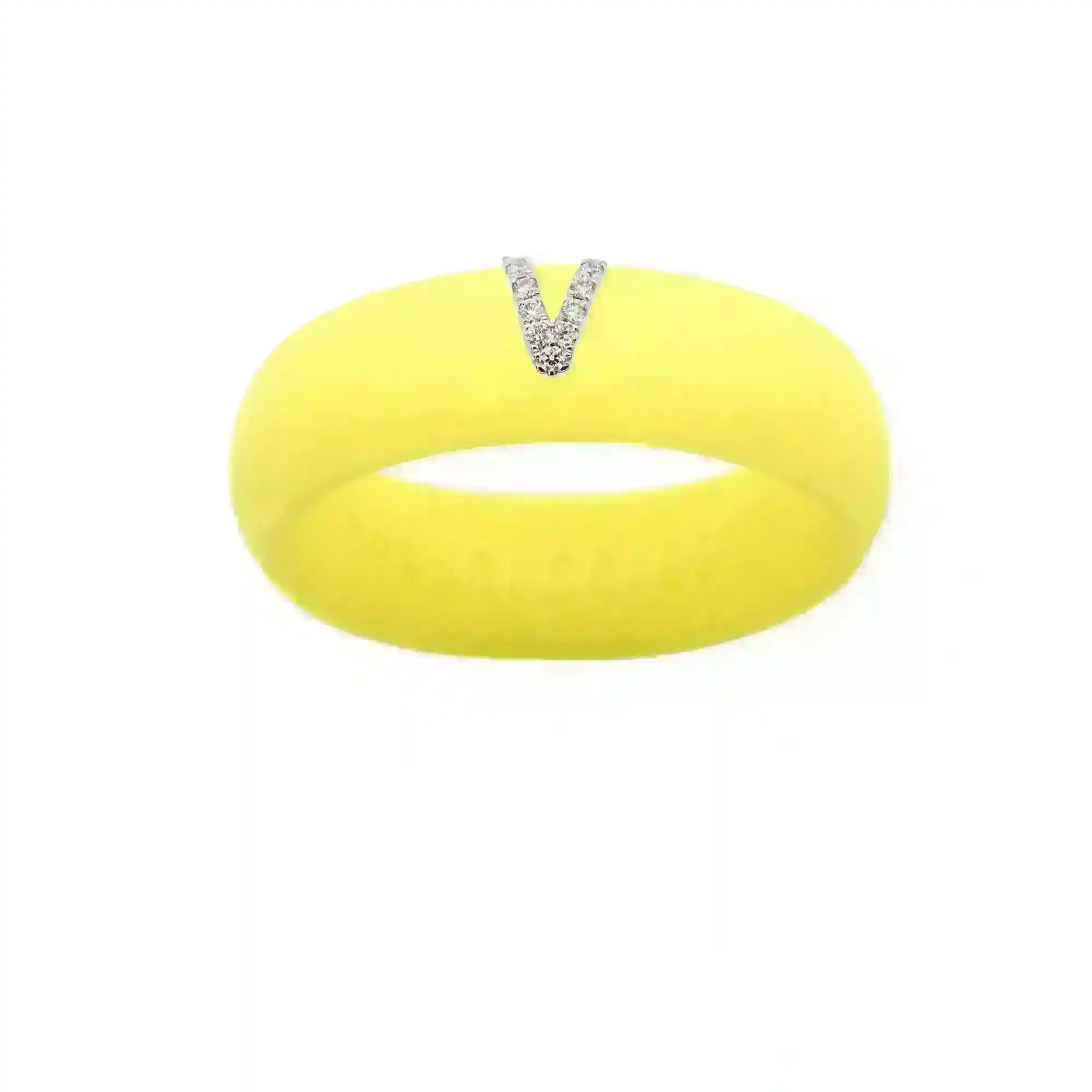 “V” Diamond Initial - Size 8