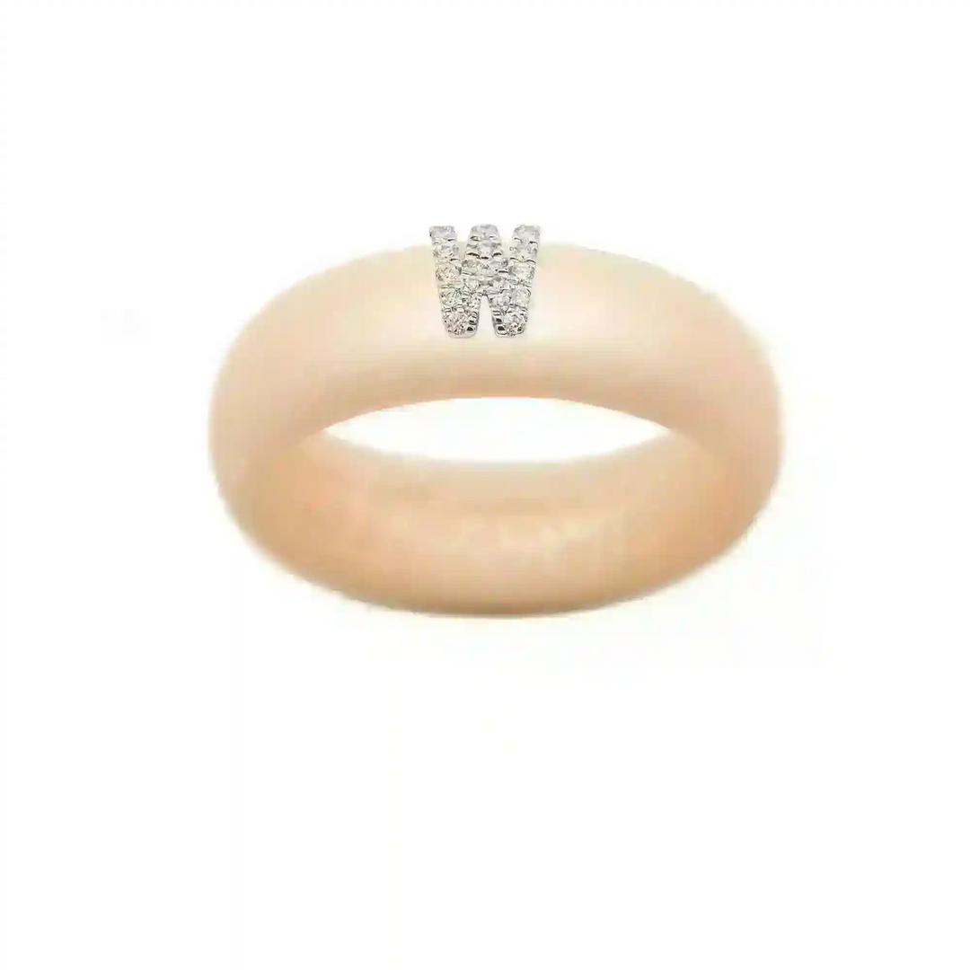 “W” Diamond Initial - Size 8