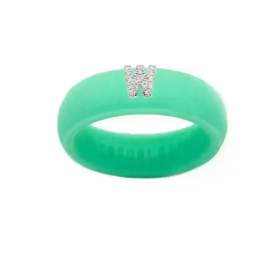 “W” Diamond Initial - Size 8
