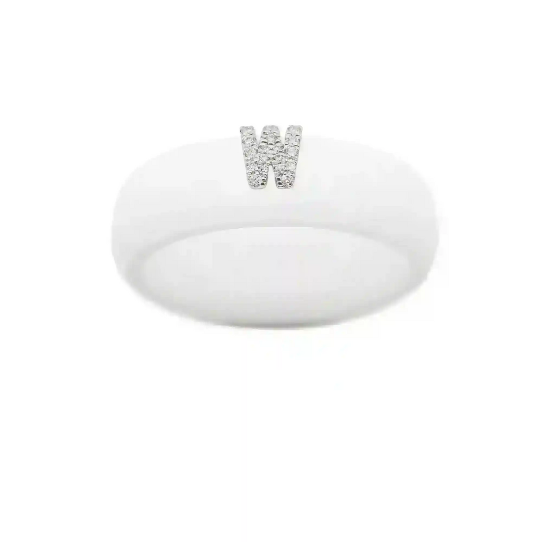 “W” Diamond Initial - Size 8
