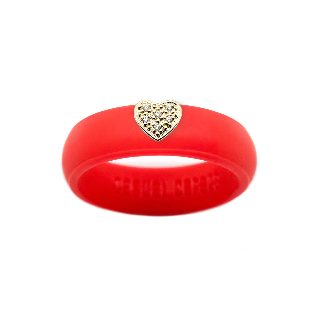 Pave Heart Silicone Ring - Size 6