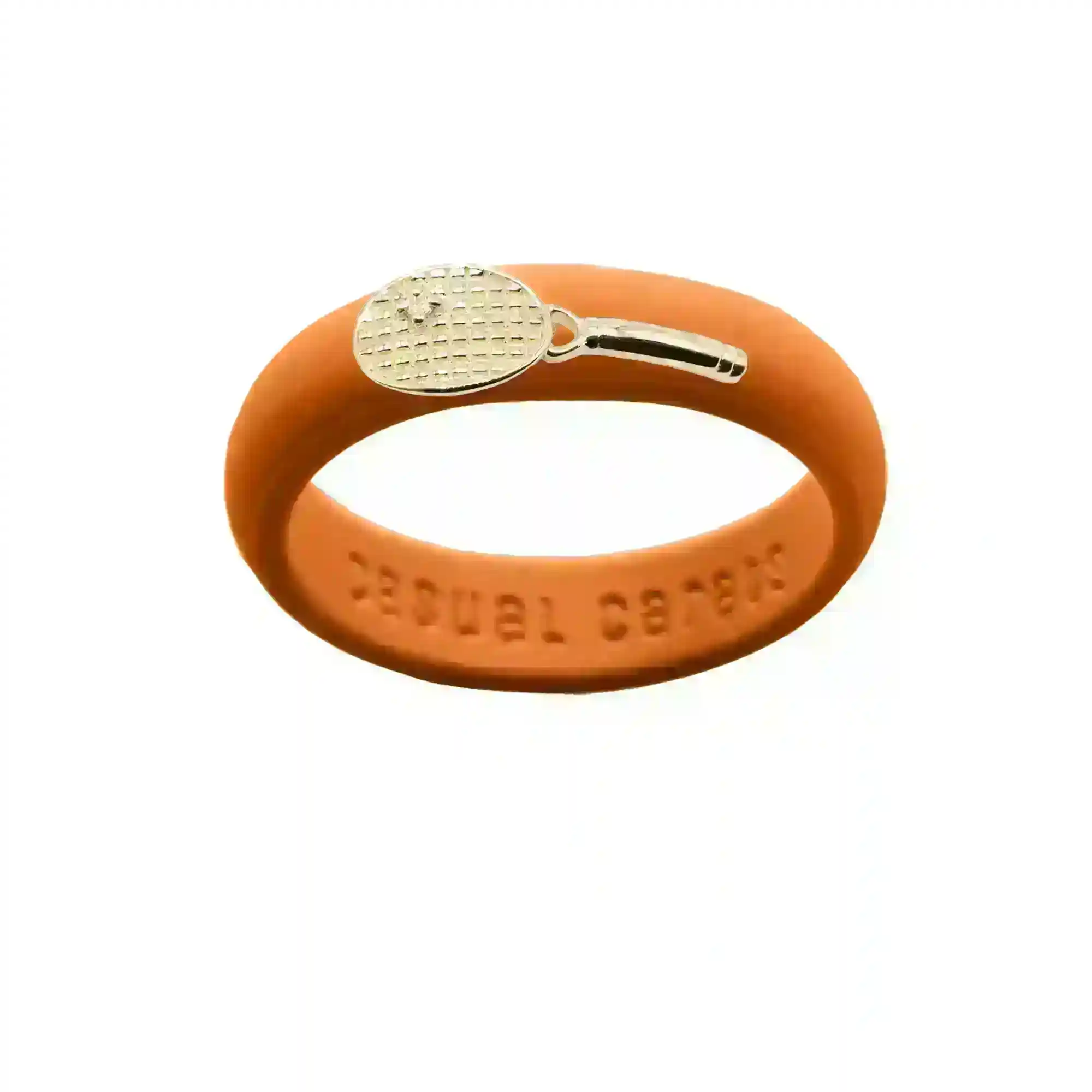Yellow Gold Diamond Tennis Racket Silicone Ring - Size 5