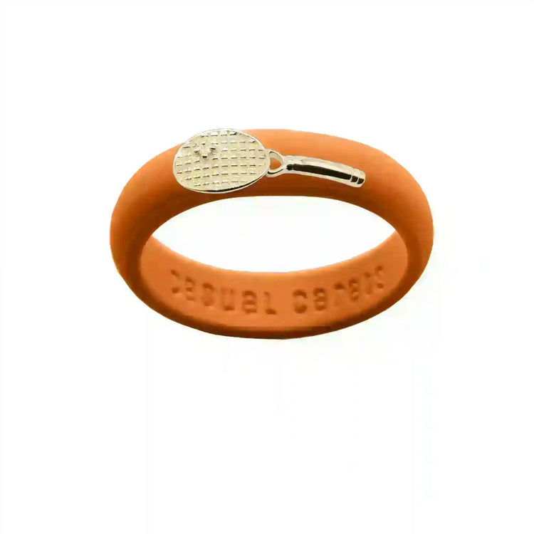 Yellow Gold Diamond Tennis Racket Silicone Ring - Size 9