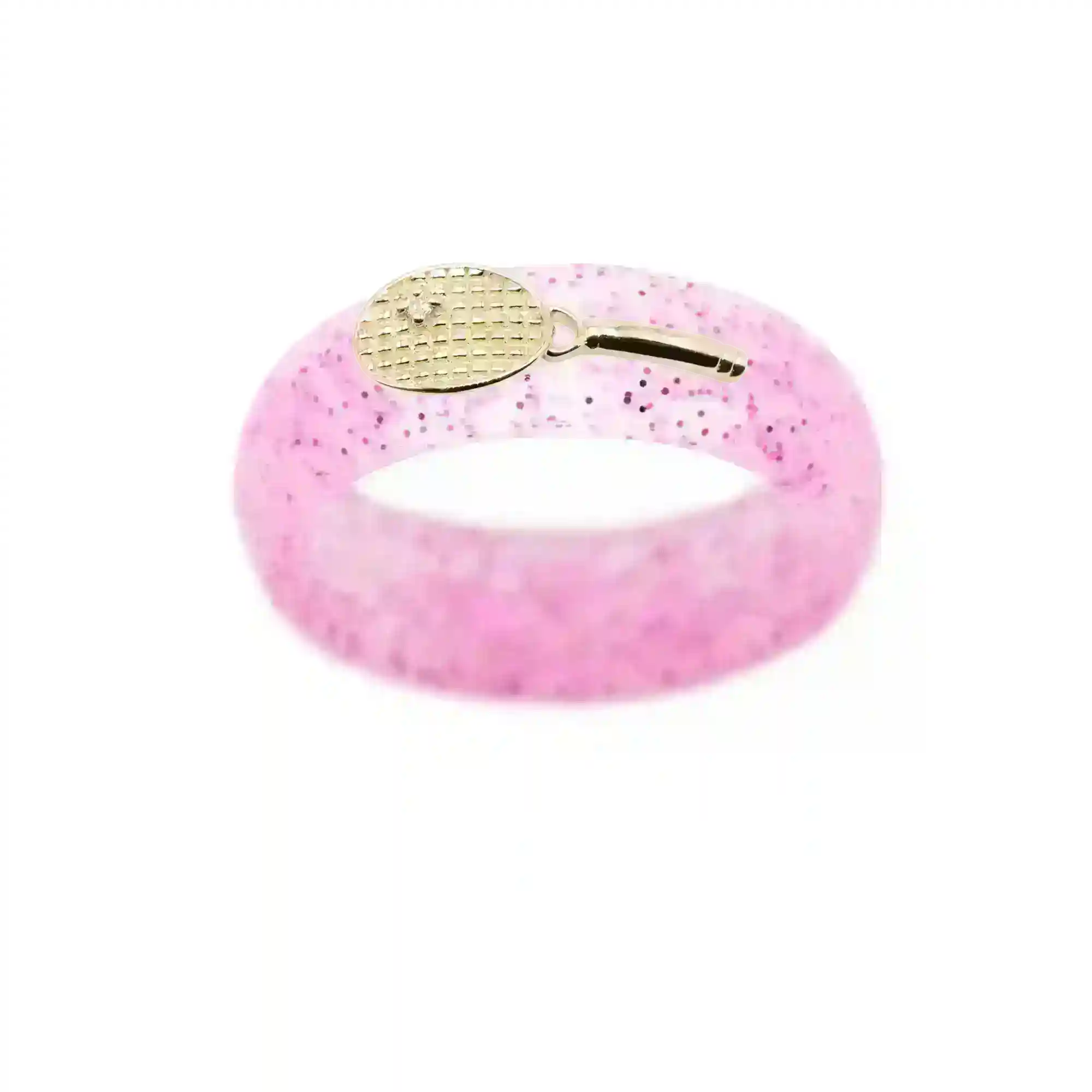 Yellow Gold Diamond Tennis Racket Silicone Ring - Size 6