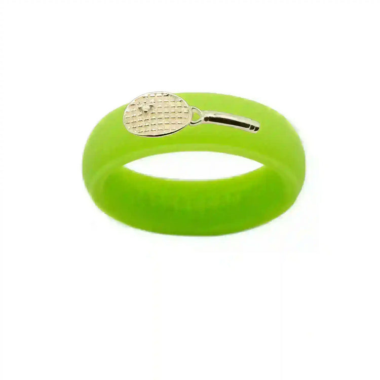 Yellow Gold Diamond Tennis Racket Silicone Ring - Size 9