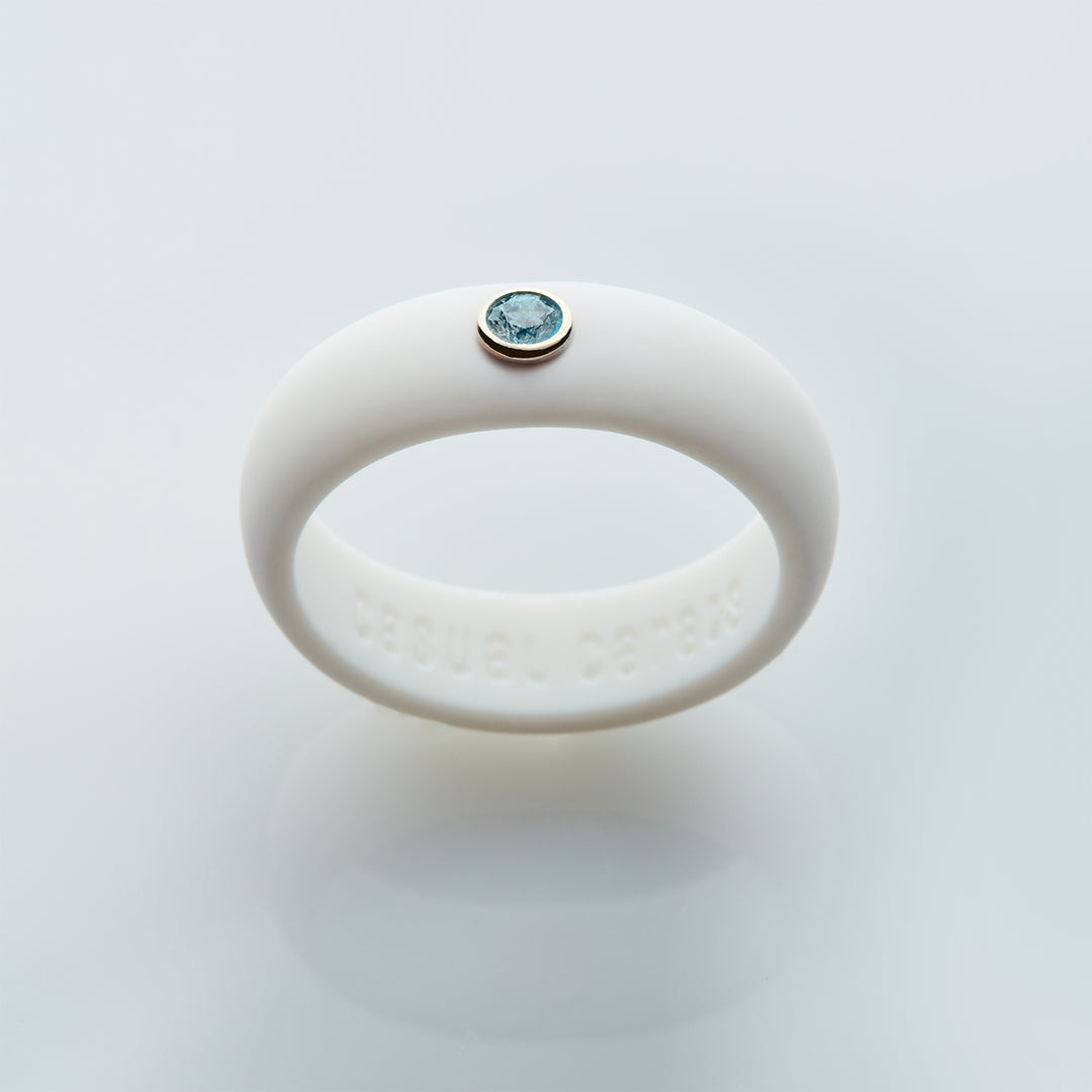 March - Aquamarine Silicone Ring