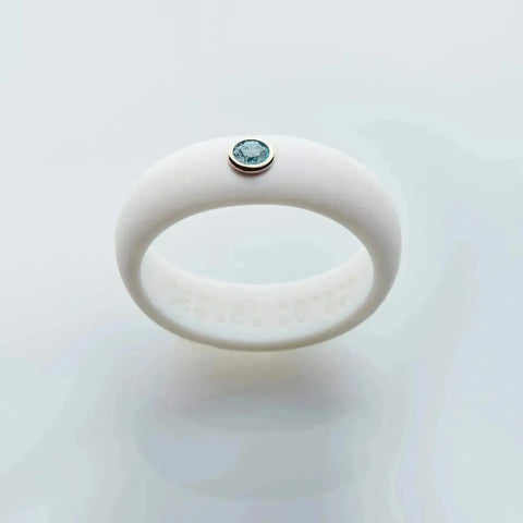 March - Aquamarine Silicone Ring