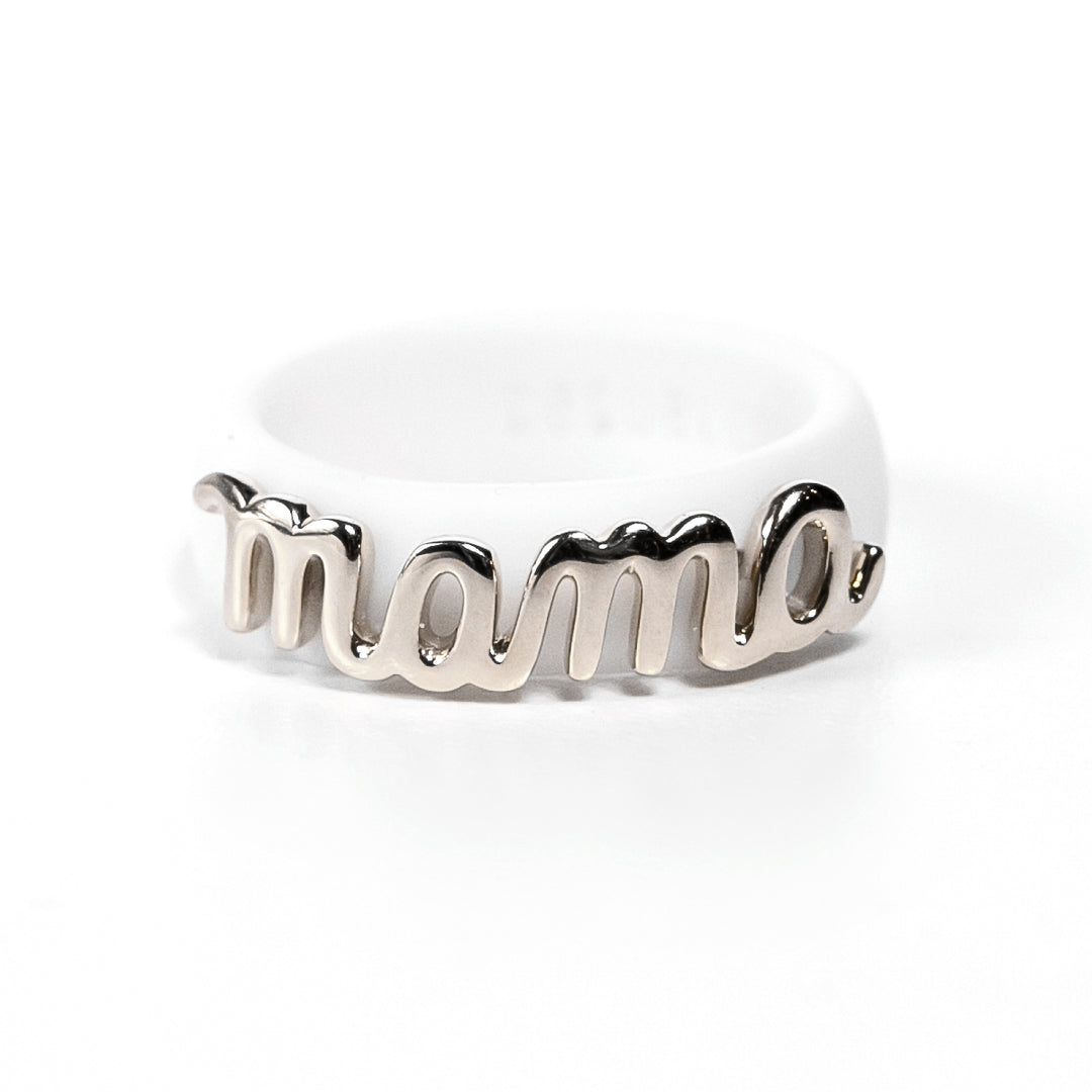 "Mama" Sterling Silver Silicone Ring