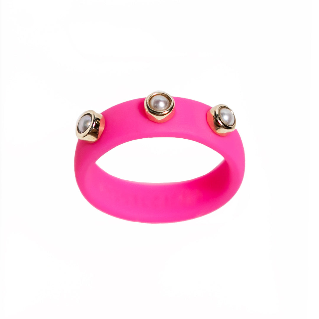 3 Stone Pearl Silicone Ring