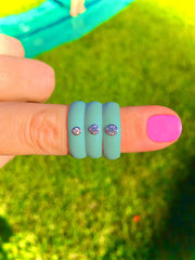 Aqua Blue Diamond Silicone Ring