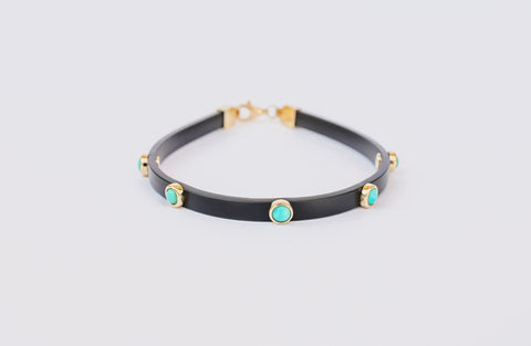 Black Rubber Bracelet with Turquoise