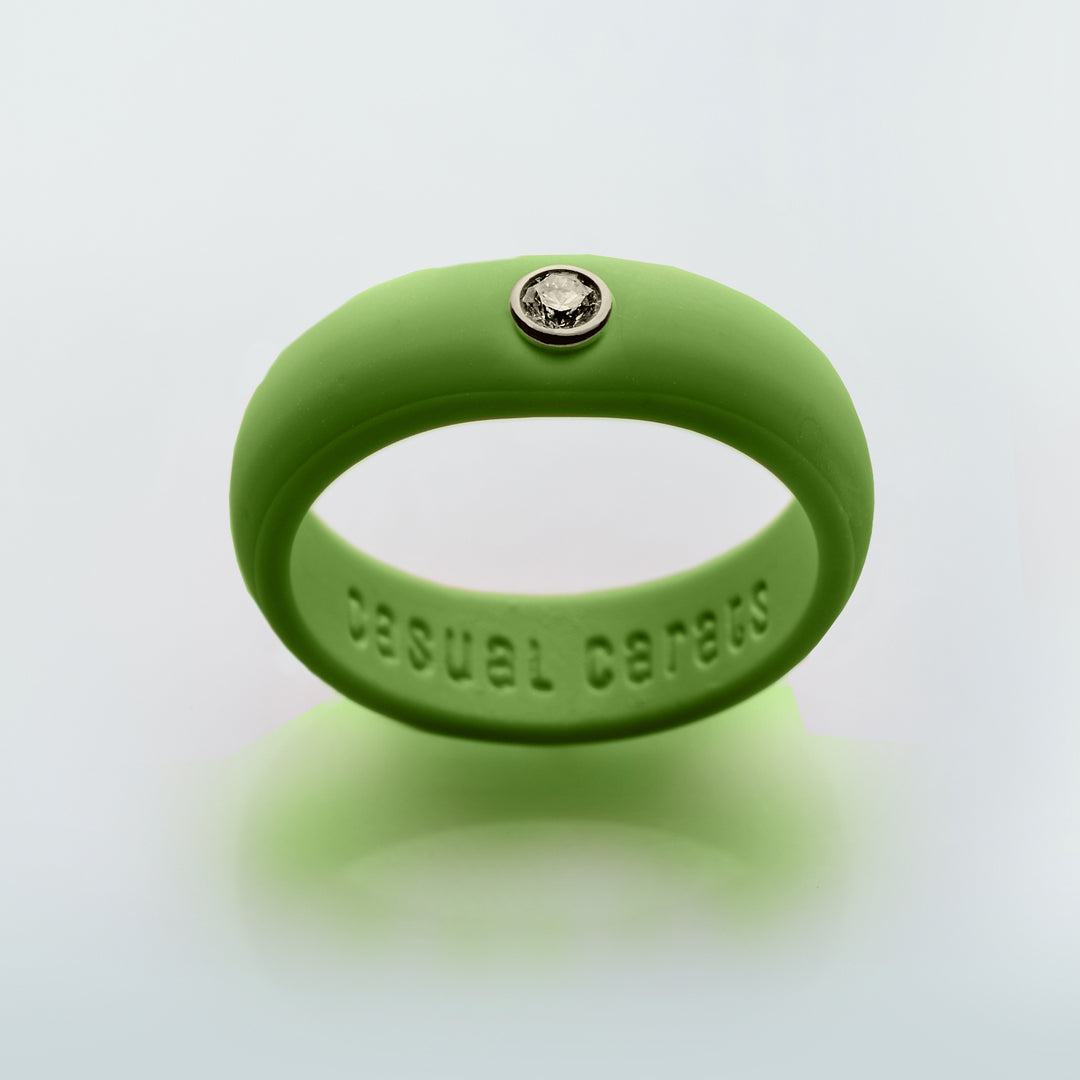 Olive Green Diamond Silicone Ring