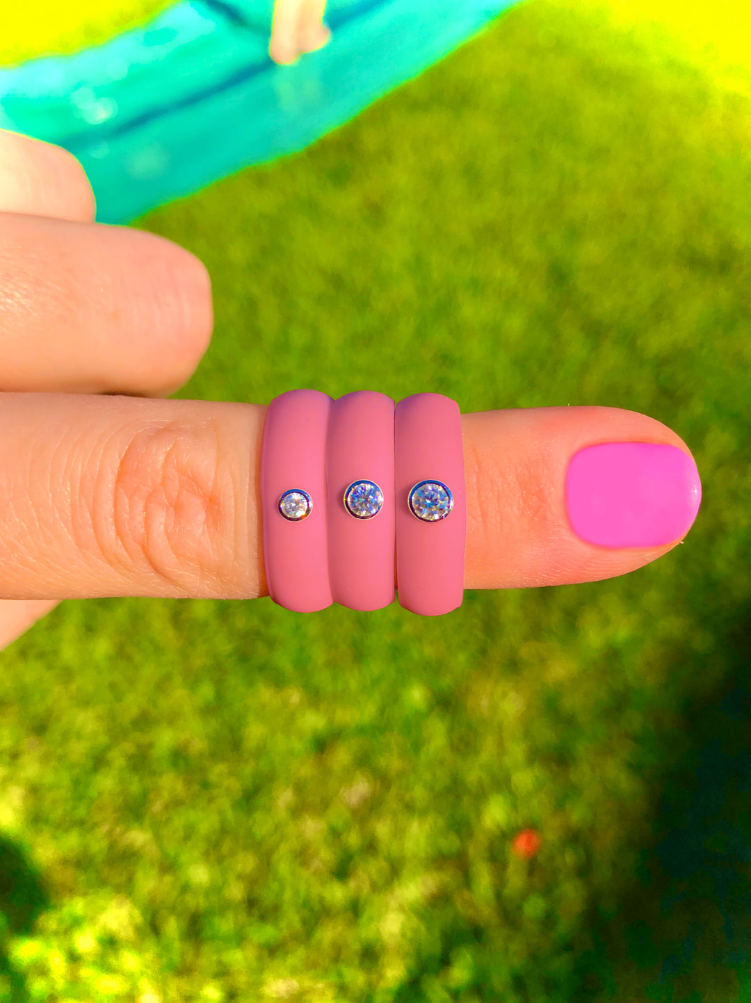 Hot Pink Diamond Silicone Ring
