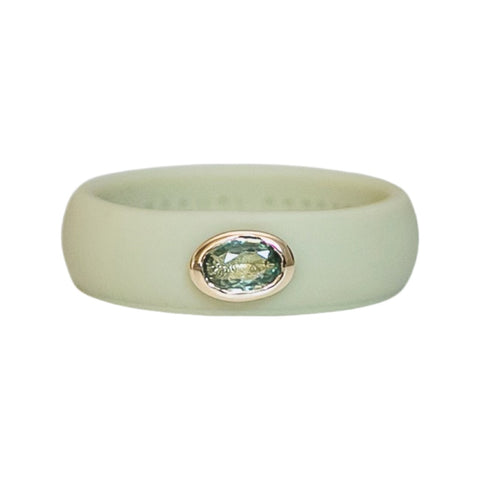 Green Oval Sapphire Silicone Ring