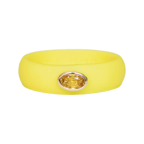 Yellow Oval Sapphire Silicone Ring