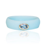 Blue Oval Sapphire Silicone Ring