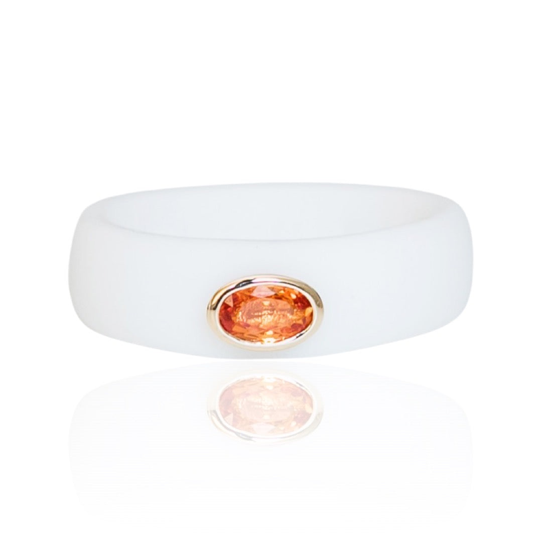 Orange Oval Sapphire Silicone Ring