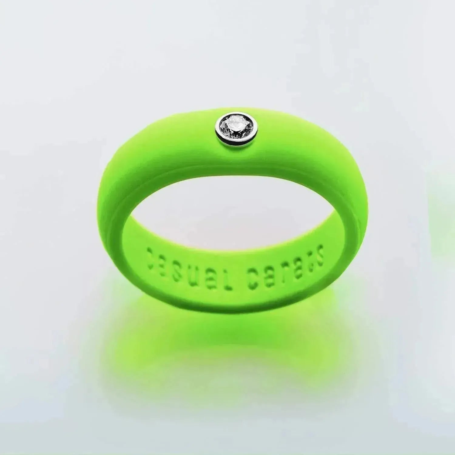 Lime Green Diamond Silicone Ring Casual Carats