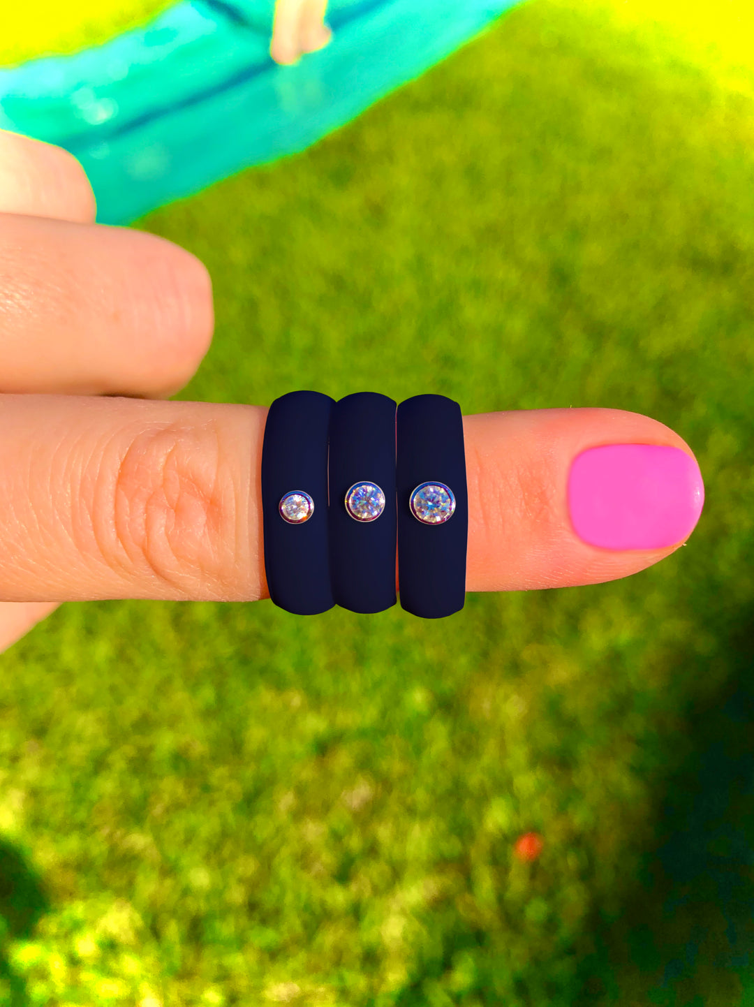 Midnight Blue Diamond Silicone Ring