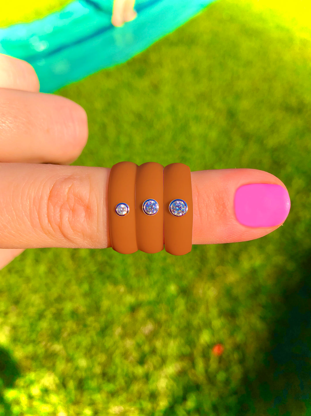 Burnt Orange Diamond Silicone Ring
