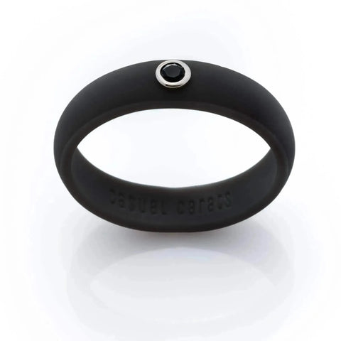 Black Colored Diamond Silicone Ring